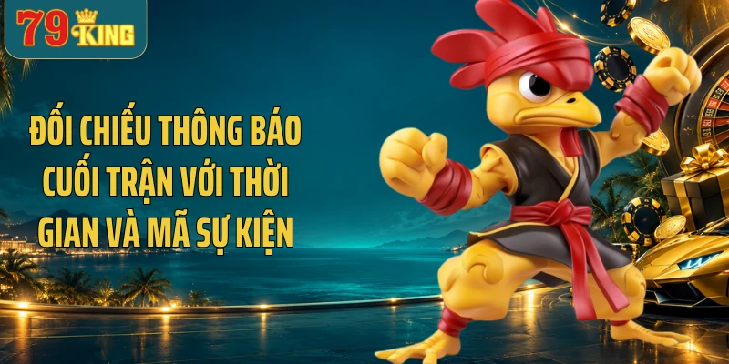 Đối chiếu thông báo cuối trận với thời gian và mã sự kiện